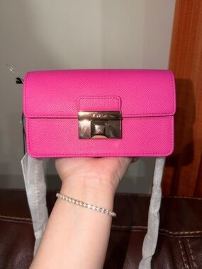 ‼️NEW Furla Pink Leather Mini Bella Crossbody Bag